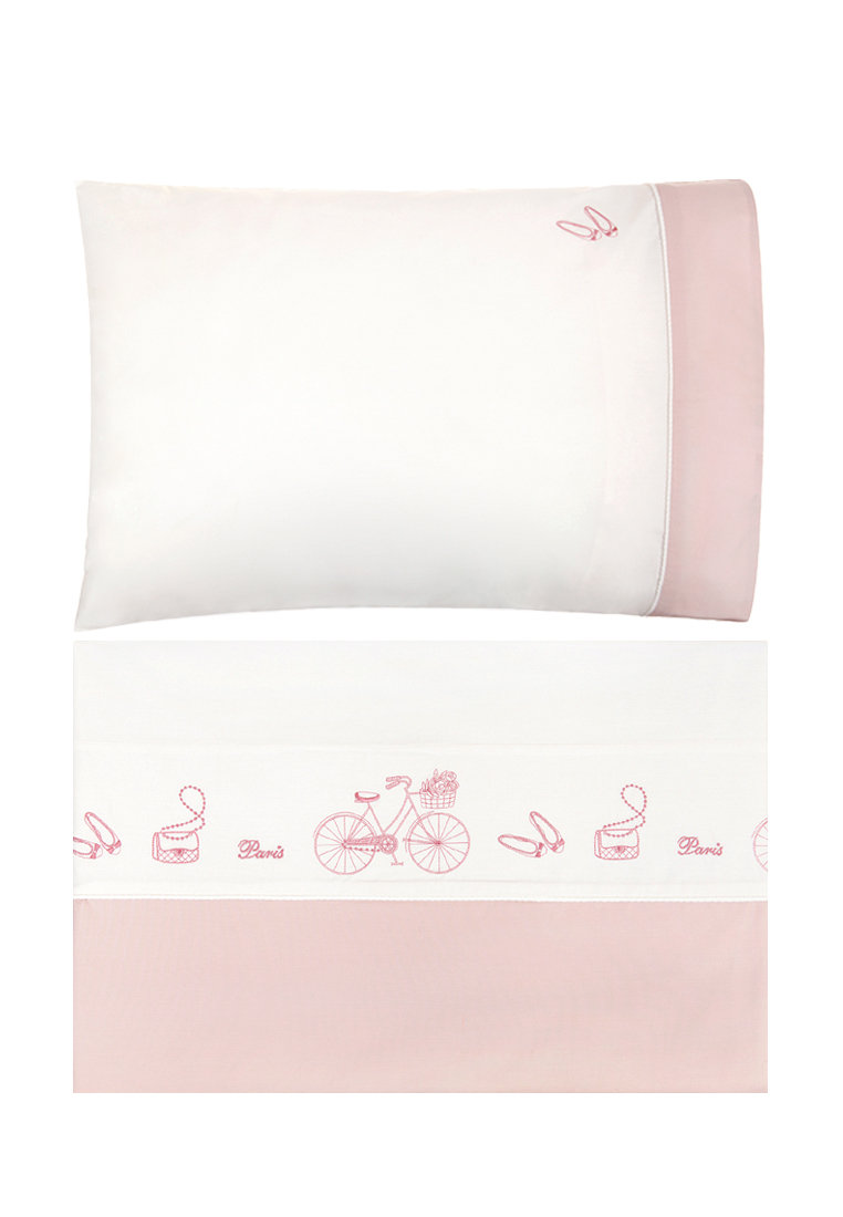 Комплект  постельного белья PARIS, перкаль, экрю/розовый