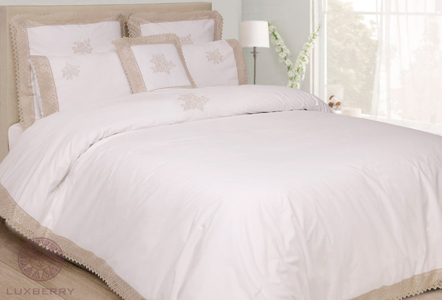 Наволочка ROSE, Хлопок 100%, перкаль, белый/натуральный