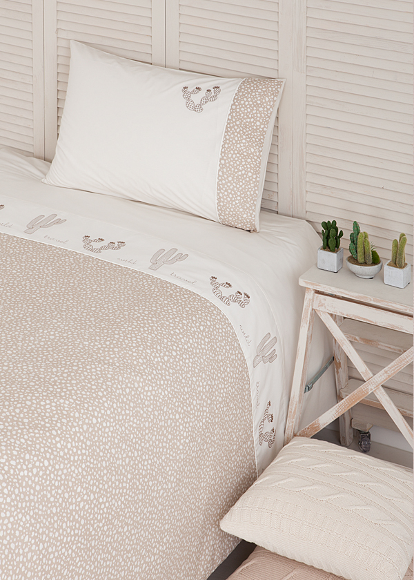 Комплект  постельного белья "WILD TRAVEL", перкаль,цвет:бежевый/песочный вид 2